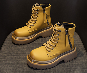 Botas de Motociclista Vintage <span class=keywords><strong>2025</strong></span> para Mujer - Botines Retro con Suela Gruesa, Parte Superior de PU, Impermeables, Versátiles, Botas Cortas de Combate - Product Image 1