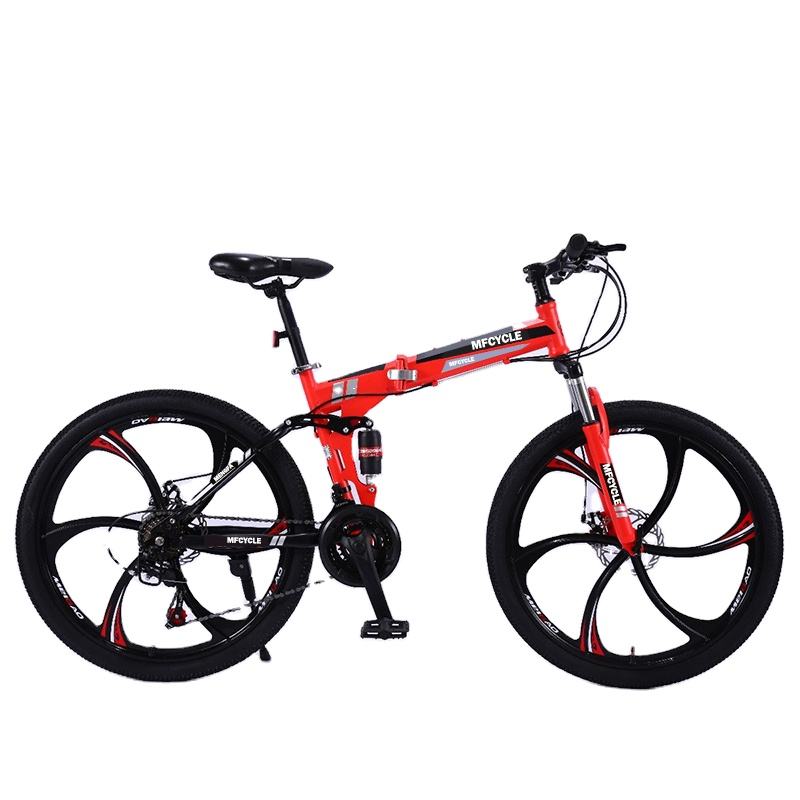Folding Mountain Bike 24 Inch Folding Bike Soft Tail Adult Bike Riding ...