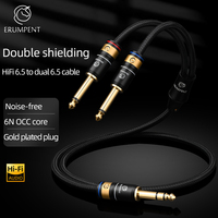 ERUMPENT 6.5mm double câble audio stéréo connecteur plaqué or en cuivre pur pour mélangeurs de puissance de téléphone et audio Hifi 6.5 pour haut-parleur