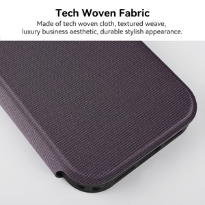 Funda tipo cartera con textura de rejilla, doble ranura para tarjetas, de cuero PU, a prueba de golpes, para teléfono inteligente. - Product Image 5