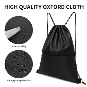 Sacs à cordon en polyester en gros avec logo personnalisé |   Sac à dos de sport imperméable - Product Image 5