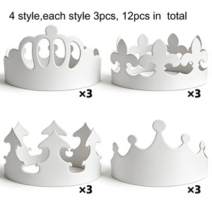 12 couronnes en papier blanc vierges à personnaliser, style classique, <span class=keywords><strong>pour</strong></span> fêtes d'anniversaire, décorations <span class=keywords><strong>de</strong></span> chapeaux <span class=keywords><strong>de</strong></span> fête en classe - Product Image 5