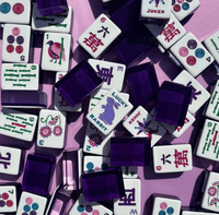 Tuiles de Mahjong Américain de Luxe en Acrylique Violet Lapin, 160 Tuiles Artisanales, Collection au Design Inspiré de la Nature pour des Soirées de Jeu Chics