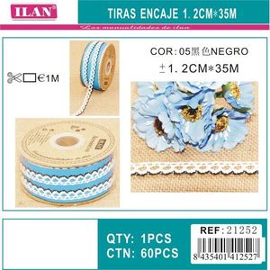 Strisce di pizzo 1,2 cm x 35 m nere per decorazioni artigianali - Product Image 3