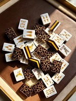 Jeu de Mahjong Américain 160 Tuiles 3 Couches Motif Léopard Acrylique Thème Animal Boîte Cadeau Portable Divertissement Vente en Gros