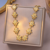 Ensemble de colliers vintage en acier titane avec motif flocon de neige et hexagramme pour femme, chaîne de clavicule de style européen gaufré, bijoux