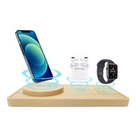 Station de charge sans fil magnétique 3-en-1 15W PD en bois de bambou écologique, charge rapide Type-C 5V/3A pour téléphone portable intelligent