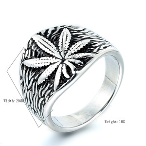 316L Stainless Steel Leaf Coconut Palm <b>Ring</b> Two Tone Retro Hip Hop Carved <b>Rings</b> <b>Men</b> Women Vintage Geometric Plant Jewelry - Product Image 6