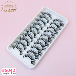 Abestyue nuovo Design Foxy alato occhio di gatto ciglia d'angelo naturale ciglia di seta finto visone Private Label soffici ciglia a striscia intera - Product Image 6