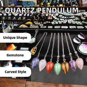 Péndulo de Cristal de <span class=keywords><strong>Cuarzo</strong></span> Natural para Radiestesia, Cristales Irregulares Espirituales, Suministros de Brujería, Piedra Preciosa Tallada para Adivinación y Amor - Product Image 2