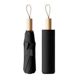 Paraguas de Negocios Plegable de Tres Secciones con Apertura Automática, Mango de Madera, Impresión de Logotipo OEM, Protección contra la Lluvia, Regalo Publicitario - Product Image 1