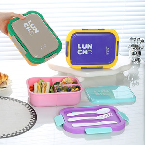 Boîte à lunch bento rectangulaire avec couvercle en plastique, compatible micro-ondes, pour étudiants et employés de bureau, plusieurs styles HC6942 - Product Image 4