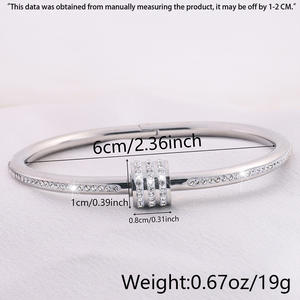 Fashionable and Versatile Small <strong>Waist</strong> Open Women's <strong>Bracelet</strong> Light Luxury Style High-end All-diamond Stainless Steel <strong>Bracelet</strong> - Product Image 6