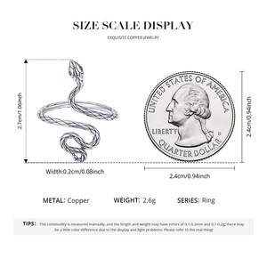 <b>Snake</b> Shape Copper <b>Ring</b> Punk Style Animal Pattern Unisex Fashion Jewelry Gift Daily Wear 2.6g Size Display - Product Image 5