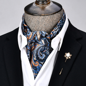 100% lụa thời trang vàng Paisley sọc Tie cravat Ascot với hộp quà tặng - Product Image 2