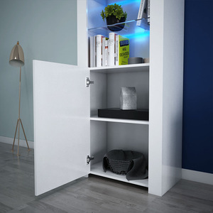 Mueble de exhibición alto y moderno de alto brillo, aparador LED con puerta para sala de estar, hospital, hotel o escuela, estilo de panel de madera - Product Image 4