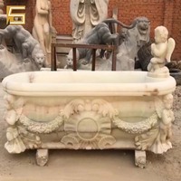 Baignoire en pierre naturelle marbre pour salle de bain, baignoire en marbre, avec élément sculpté à la main