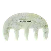 Peigne en jade Xiuyan naturel pur, outil de massage du cuir chevelu Guasha, logo personnalisé, faible MOQ, peigne Gua Sha en pierre de jade, vente chaude