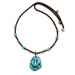 Pendentifs en pierre en gros pour hommes/femmes, colliers avec pendentifs en turquoise tibétaine, bijoux en pierres précieuses naturelles brutes turques tissées à la main - Product Image 5