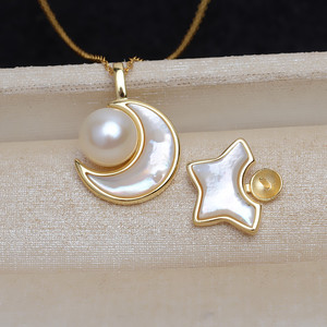 Colgante de Plata S925 Wenchi con Forma de Pentagrama y Luna, con Cuentas de Perlas, para Joyería DIY, Modelo 14221, China - Product Image 1