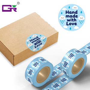 Etiquetas Redondas Personalizadas en Rollo, Adhesivos de Vinilo Impermeables, Hechas a Mano con Amor, Impresión de Etiquetas para Paquetes - Product Image 3