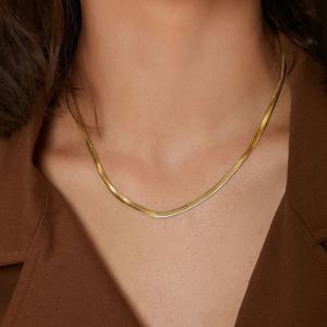 Collar de Cadena de Serpiente de Acero Inoxidable de Lujo Ligero de Color Claro de 14k, Estilo Vintage, Antideslustre, para Hombre y Mujer - Product Image 4