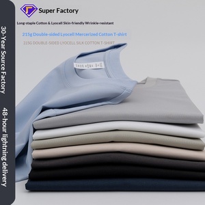 High-end Double-sided <strong>Mercerized</strong> Cotton T-shirt Long-staple Cotton Wrinkle-free Solid Color Black Cool-touch Short-sleeved Men - Product Image 2