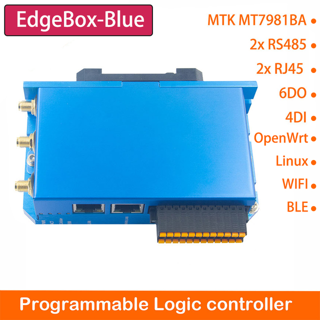 2026 OpenEmbed Edgebox-Blue PLC Controller Industrial Auto 4G/LTE RS485 Program Control Gateway for Automation IOT Linux