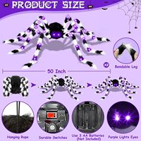 Aterrador Juguete de Peluche de Araña Luminosa de Halloween, Decoración Colgante de Telaraña, Accesorio Espeluznante para Exteriores, Hogar, Jardín, Fiesta, Casa Embrujada