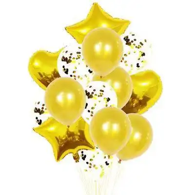 14 पीसी/सेट हार्ट स्टार फ़ॉइल गुब्बारा कंफ़ेटी लेटेक्स गुब्बारे शादी की पार्टी सजावट बच्चे बच्चे लड़की लड़का जन्मदिन ग्लोबोस गुब्बारे