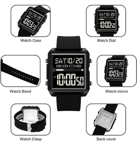 Skmei 2246 <strong>LED</strong> Electronic Wristwatch Digital Movement Men Square Dial Wrist 12/24 Hour <strong>Clock</strong> Men's Countdown Silicone Watches - Product Image 6