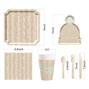 DAMAI Wholesale Paper Plate Set Disposable Paper Plate Cup Banner Knife and Fork Spoon Set for Party - Product Image 5