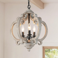 Lustre en bois rétro réglable nouveau pour Amazon petite suspension transfrontalière avec base de chandelier pour salon cuisine