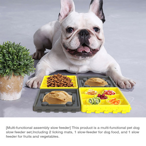 Alfombrillas de plástico para alimentación de mascotas 4 en 1, antideslizantes, de alimentación lenta, para perros, gatos, animales pequeños, uso en interiores, multifunción, fáciles de limpiar, impermeables - Product Image 2