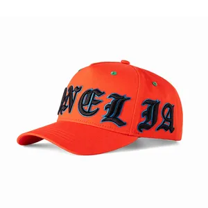 Manufacturers Wholesale Unisex Hip Hop Style 3D Embroidery Big Logo Sports Cap Hat 5 Panel Customizable Baseball Cap