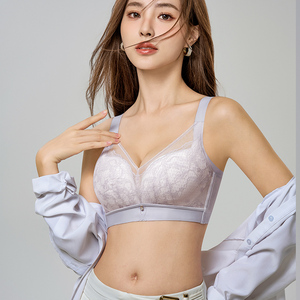 Soutien-gorge push-up sans couture en dentelle 3/4 tasse, sans armatures, pour femmes à forte poitrine, lingerie féminine grande taille, soutien-gorge dos nu transparent - Product Image 1