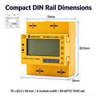Meter Energi Tiga Fasa DIN Rail RS485 Modbus Bidirectional kWh Meter LCD 7 Digit 4 Modul untuk Pabrik Air Limbah