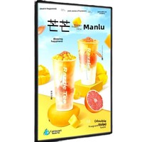Caisson lumineux d'ascenseur à LED en verre trempé ultra-mince avec cadre en aluminium intérieur pour la publicité de thé au lait Caractéristiques de dessin intégrées