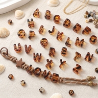 Perles acryliques alphabet A-Z à grand trou, motif écaille de tortue marron, pour accessoires de bricolage (porte-clés, bracelets, chaînes de téléphone)