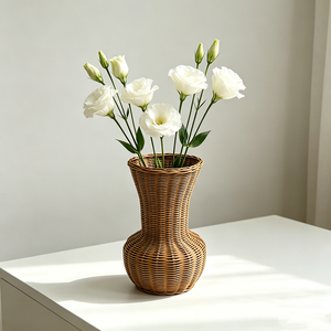 <span class=keywords><strong>Vase</strong></span> à fleurs en <span class=keywords><strong>rotin</strong></span> écologique, <span class=keywords><strong>vase</strong></span> en <span class=keywords><strong>rotin</strong></span> respirant et durable en plastique pour fleurs séchées et herbe de la <span class=keywords><strong>pampa</strong></span> - Product Image 4