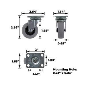 Rueda Giratoria de 2 Pulgadas de Goma Gris |   para <span class=keywords><strong>Silla</strong></span> de <span class=keywords><strong>Oficina</strong></span> y Carro Ligero |   Carritos y Equipos |   OEM, ODM, Marca Privada, Venta al por Mayor - Product Image 2