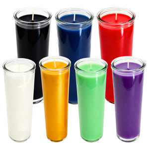 LITBRIGHT Bougie Pilier Haute en Verre pour Prières Religieuses, Sainte Muerte, 7 Couleurs, Bougie de 7 <span class=keywords><strong>Jours</strong></span> - Product Image 1