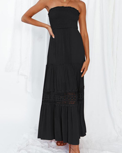 Abito Lungo da Donna Senza Spalline con Volant a Strati Stile Boho per Spiaggia e Feste Leggero Estivo Casual per Vacanze e Serate - Product Image 2