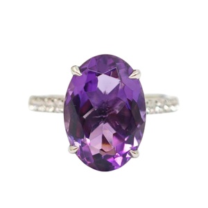 แหวนเงินแท้ 925 ประดับพลอยอเมทิสต์และเพทายจาก UM Jewelry Modern เหมาะสำหรับสวมใส่ในชีวิตประจำวันทั้งชายและหญิง เป็นของขวัญวันครบรอบแต่งงาน - Product Image 4