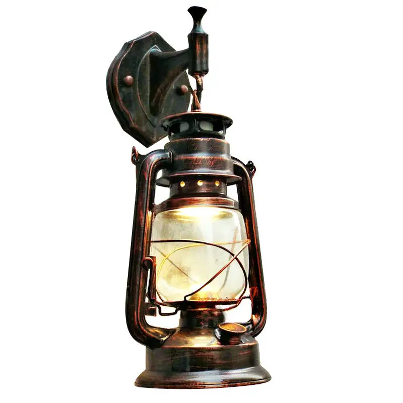 Lampada da parete decorativa impermeabile da giardino all'ingrosso lampada da parete Vintage a cherosene in ferro Loft per esterni
