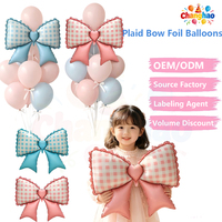 Ballon en aluminium rose et bleu style coréen rétro avec nœud, pour décoration d'anniversaire de fille style princesse, aménagement de scène et photo de demande en mariage