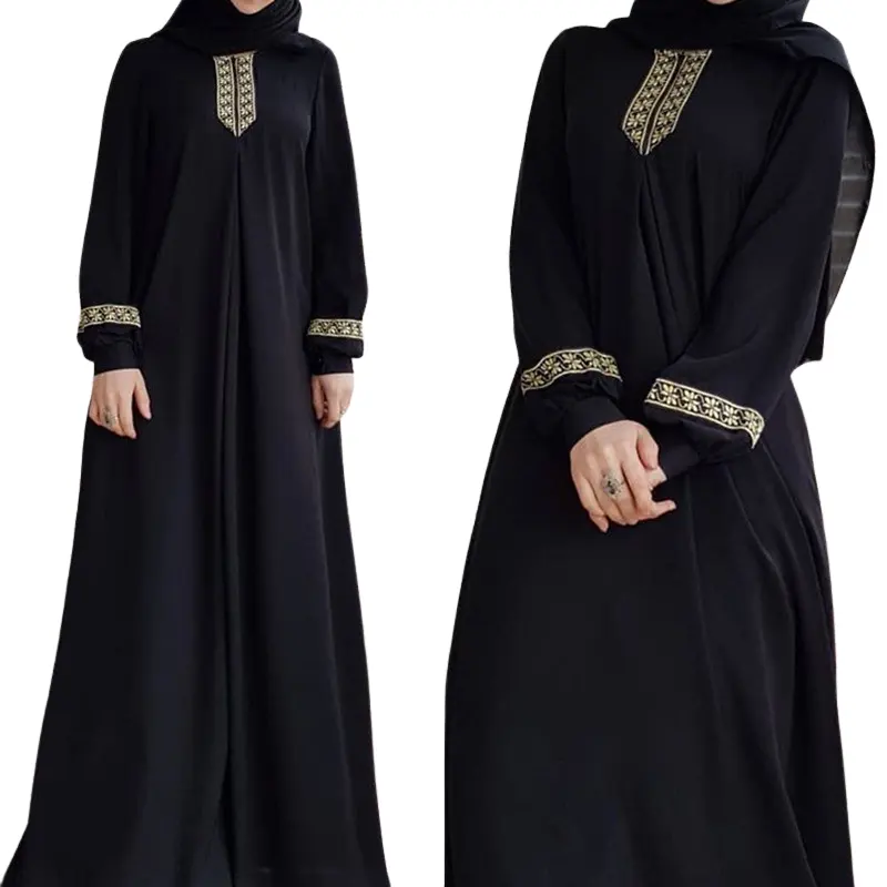 Hot Selling Islamitische Vrouwen Lange Mouw Jurk Etnische Stijl Full Zip Arabische Dubai Islamitische Abaya