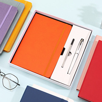 Carnet de notes de luxe A5 en cuir PU avec logo personnalisé, reliure thermique, coffret cadeau d'entreprise avec stylo et clé USB, 100 feuilles