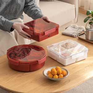 Segmented Fruit Plate Food <b>Container</b> 1-3L Transparent Rectangle For Home Snack Storage - Product Image 1