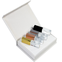 Memoria USB Personalizada de Vidrio Transparente con Logotipo Iluminado, 4GB 8GB 16GB 32GB 64GB 128GB, OEM, Regalo Promocional